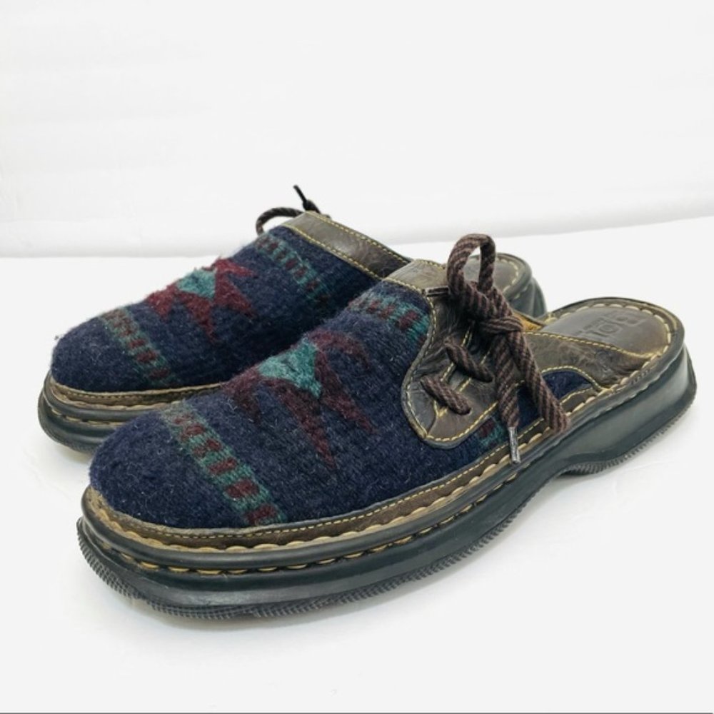Born Aztec Southwest Blanket Leather and Wool Clogs